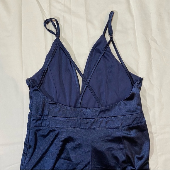 royal blue deep v-neck one piece shorts skort romper size Medium - Picture 12 of 12